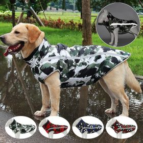 Winter windproof dog warm clothing; dog jacket; dog reflective clothes (Colour: Red grid, size: S)
